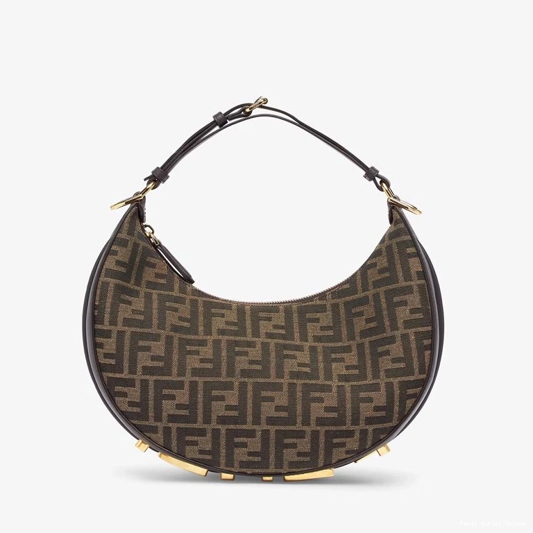Cheap Fendigraphy Fabric Bag Small FF In Fendi Hobo Brown Motif 0717